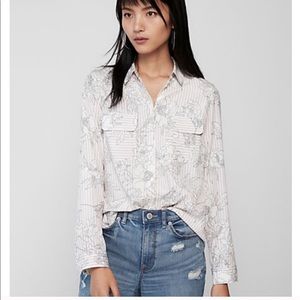 NWT Express City Shirt Striped Floral XS